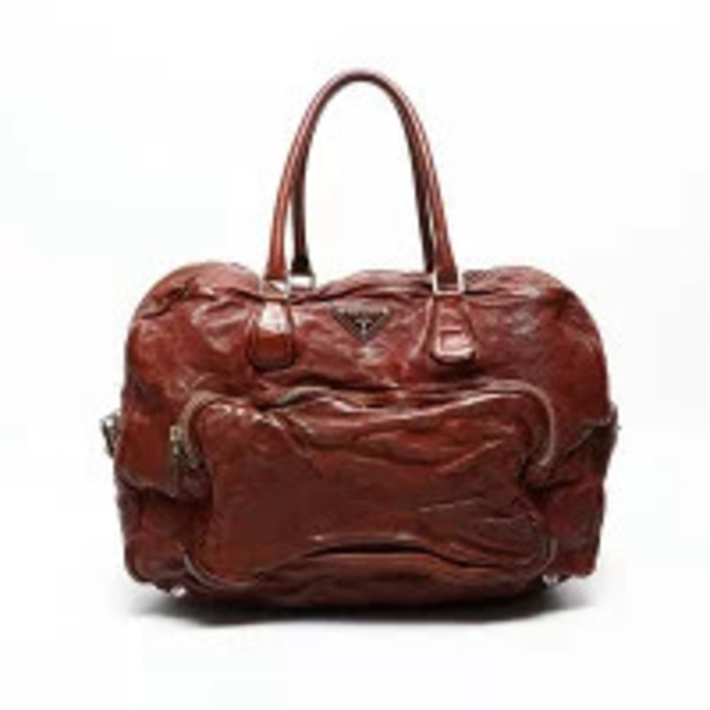 Prada Shoulder Bag Washed Leather brown Boston